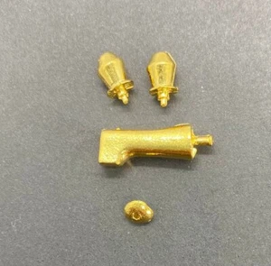 Dollhouse Miniature Bathtub Faucet + Handles/Stopper Gold/Brass Finish - 1:12 - Picture 1 of 1