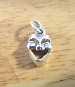 Sterling Silver Small 10x8mm Theater Thespian Comedy Charm  - Picture 1 of 3