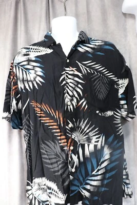 Camisa Hawaiana Arizona Jean Co Para Hombre Negra Manga Corta Con Botones Talla Grande Foto 1 de 4