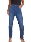 Damskie miękkie proste nogawki dżinsowe dżinsy wysoki stan średni niebieski rozmiar 18 brakujący guzik