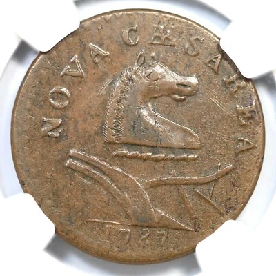 1787 48-g R-3 NGC XF 45 No Plow Sprig New Jersey Colonial Copper Coin - Image 1 of 3