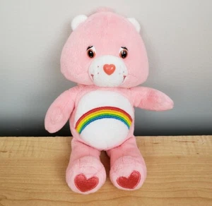 Care Bear Cheer Bear 8 Zoll Plüsch rosa Regenbogen Bauch 2002 - bitte lesen - Bild 1 von 16