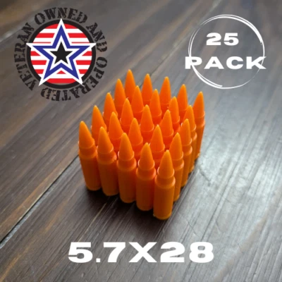 Rondas ficticias de rifle 5,7x28, tapas a presión -- para entrenamiento **Hecho en EE. UU. (paquete de 25) Foto 1 de 3