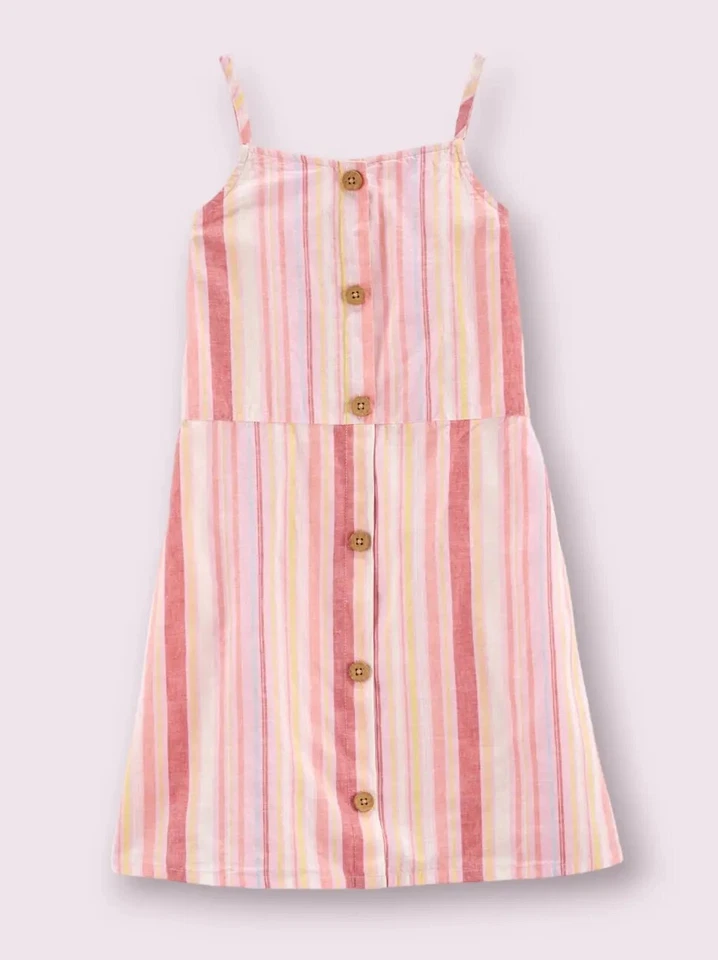 Oshkosh B'gosh Kid Button-Down Fashion Linen Dress NWT 12, 14 Pink Striped - Image 1 of 1