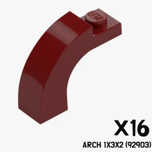 LEGO X16 BRICK 1X3X2 ARCH CURVED TOP DARK RED COLOR 6028713 92903 - Picture 1 of 1