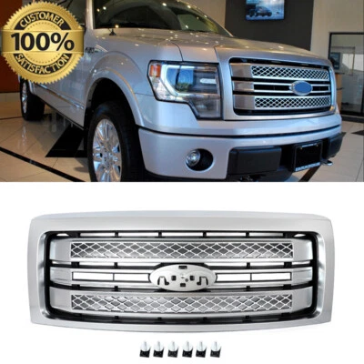 Brushed Satin Aluminum Front Grille For 2009-2014 Ford F-150 F150 Platinum Foto 1 de 4