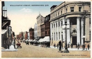 Wellington Street Szene SHERBROOKE Quebec Kanada c1920er Jahre Vintage Postkarte - Bild 1 von 2