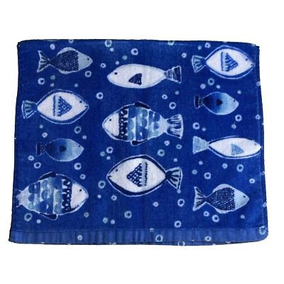 Fish Sealife Beach Ocean Peluche Terry Té Azul Mano T-Toalla 25x15 Foto 1 de 4