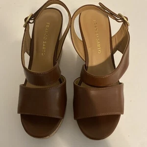 Franco Sarto Brown Strap Wedge Heel Sandals Size 6 - Picture 1 of 6
