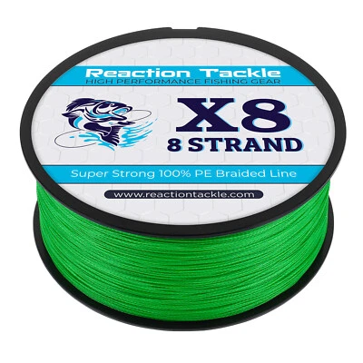 Reaction Tackle Pro 8 Strand Braided Fishing Line Saltwater or Freshwater Hi Vis - Image 1 of 4
