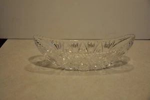 Vintage American Brilliant Period Cut Crystal Glass Gravy Boat Long Bowl - Picture 1 of 7