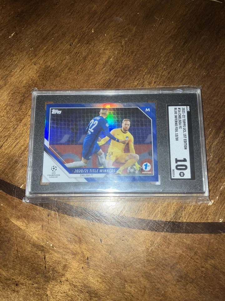 2021-22 Topps UCL 1st Edition #16 Chelsea FC Blue Inferno Foil /30 SGC 10 - Image 1 of 2