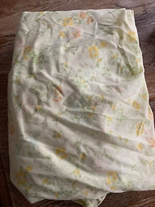 vintage martex fitted sheet full Butter Yellow floral cotton blend Retro Granny - Picture 1 of 7