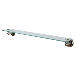 Franz Viegener 24" Tempered Clear Glass Shelf, Wall-Mounted, Polished Nickel - Picture 1 of 4