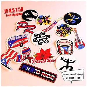 15 Puerto Rico Waterproof Vinyl Stickers (Size 2 Inches Plus ) - Picture 1 of 3