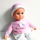 Dolls World Baby Doll 47 Cm Tall White And Pink Clothes Blue Eyes Used. 