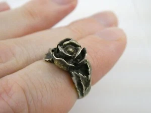 Vintage Unmarked Sterling Silver Rose Flower Ring Size 5.25 6.3g Weight - Picture 1 of 10