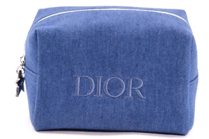 Christian Dior Novelty Pouch Vanity Denim Fabric NEW Dior Embroidery - Picture 1 of 8