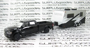 Greenlight 1:64 LOOSE Black 2024 DODGE RAM 2500 Laramie Pickup w/Camper Trailer - Picture 1 of 10