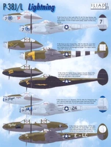 Iliad Decals 1/72 LOCKHEED P-38J P-38L LIGHTNING Fighters - Picture 1 of 3