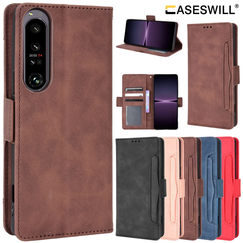 Funda tipo billetera de cuero para Sony Xperia 1 5 10 VII VI V IV III II + Protector de pantalla Foto 1 de 4