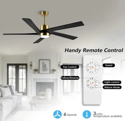WINGBO 72" ceiling fan | Brass & Black - Image 1 of 4