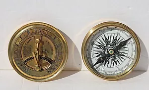 Brass SUNDIAL & COMPASS Combo - Lewis & Clark Expedition 1862 - Unused - Picture 1 of 16