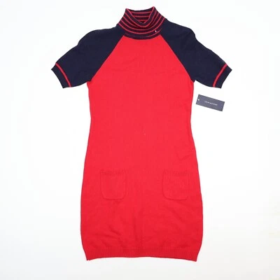 NWT Tommy Hilfiger Womens Red Short Sleeve Cowl Neck Angora Knitted Dress Size S - Image 1 of 4