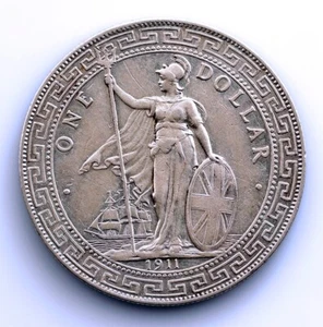 Great Britain-Hong Kong British Dollar Trade 1911 Bombay EBC-/XF Silver 26.9g - Picture 1 of 2