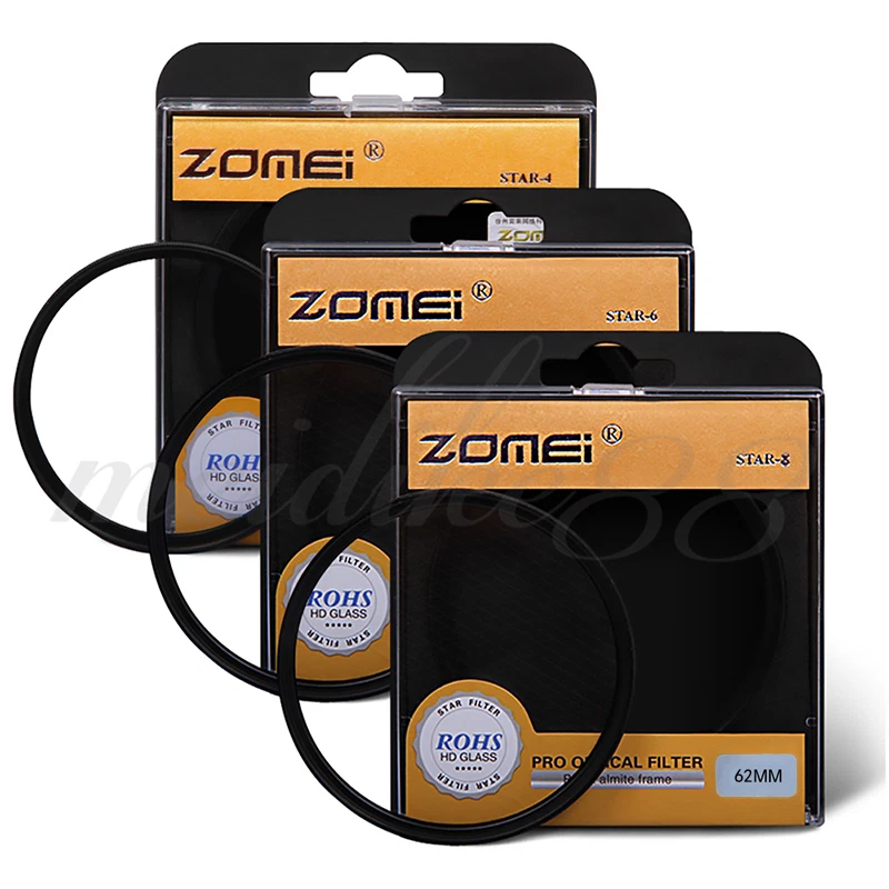 ZOMEI 62mm Star-Effect +4+6+8 Points Starburst Star Filter Sets for Canon Nikon - Image 1 of 4