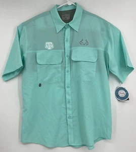Texas A&M Aggies Realtree Fishing Shirt Short Sleeve Vented Light Green Mens L - Picture 1 of 6