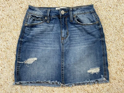 Falda vaquera Mudd para mujer desgastada dobladillo crudo talla 1 (cintura 25") Foto 1 de 4