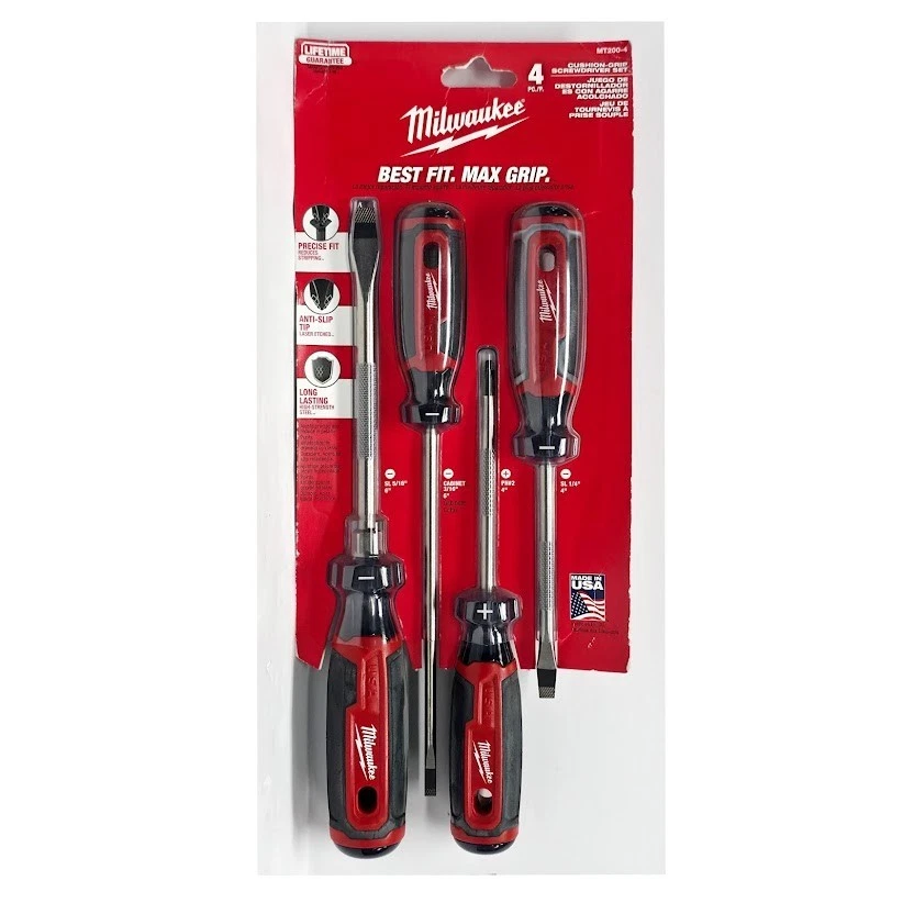 Milwaukee 4 Piece Cushion-Grip Screwdriver Set MT200-4 Retails For