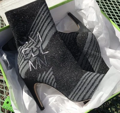 Sam Edelman Mujer’s Fenya Logo Calcetín Botines Tacones de aguja Negro Met Tejido Zapatos 8.5 Foto 1 de 4