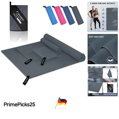 Mikrofaser Handtuch Set 3er, schnelltrocknend, Reisehandtücher, Outdoor - Bild 1 von 4