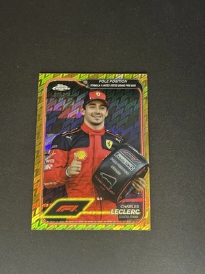 Charles Leclerc Gold 50 /50 Bookend 2024 Topps Chrome Formula 1 Logofractor F1 - Image 1 of 2