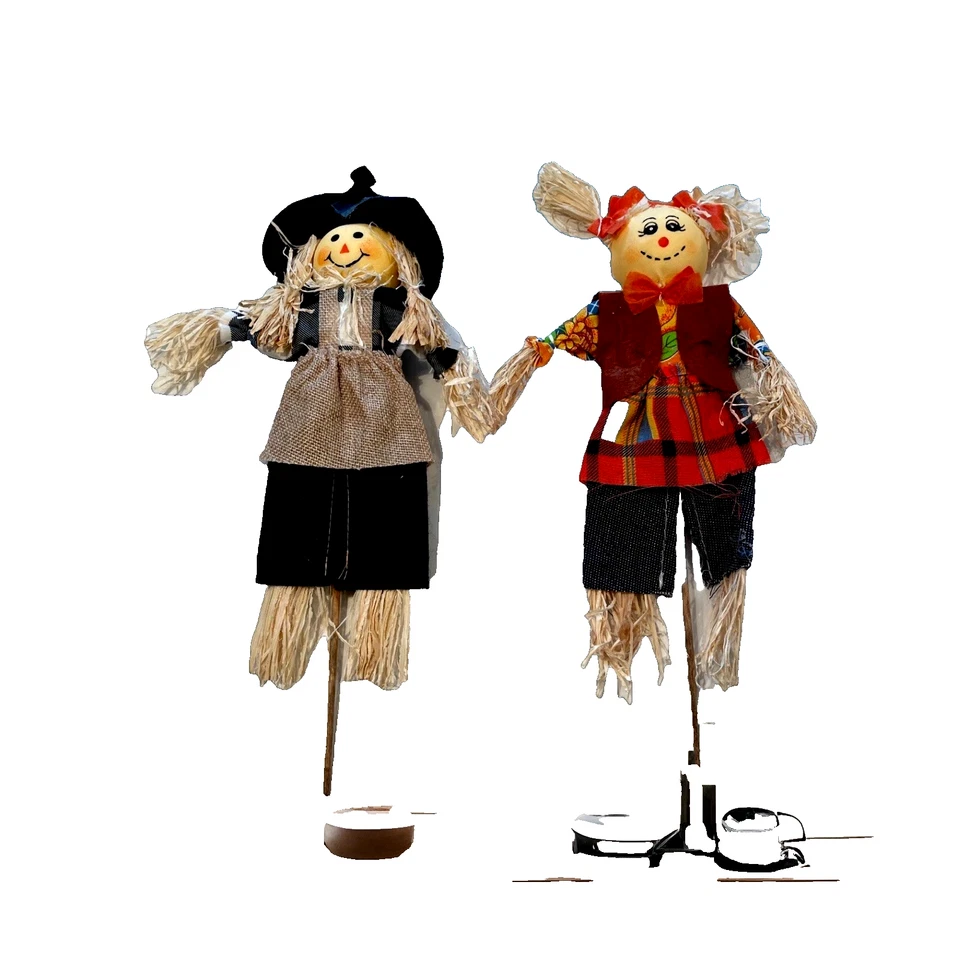 Vacaciones de Acción de Gracias (2) Espantapájaros Exterior/Interior 13" H X 7.5" ¡Con Buen Estado! Foto 1 de 3