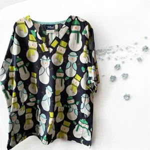 Tafford Christmas Snowman Design Medical Scrub Top Extra Large - Picture 1 of 4