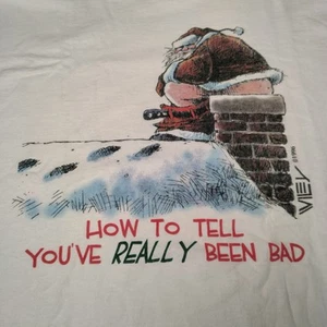 Vintage Christmas Shirt XL Santa Chimney How To Tell You Have Reallly Been Bad - Picture 1 of 15