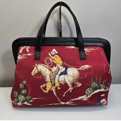VTG Western Cowboy Doctor Bag Large Leather Satchel Tote Travel USA Horse Rodeo - Image 1 of 4