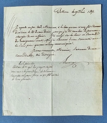 LOUIS FAUVELET DE BOURRIENNE ( condisciple de Napoléon )  lettre de 1817 - Photo 1/4