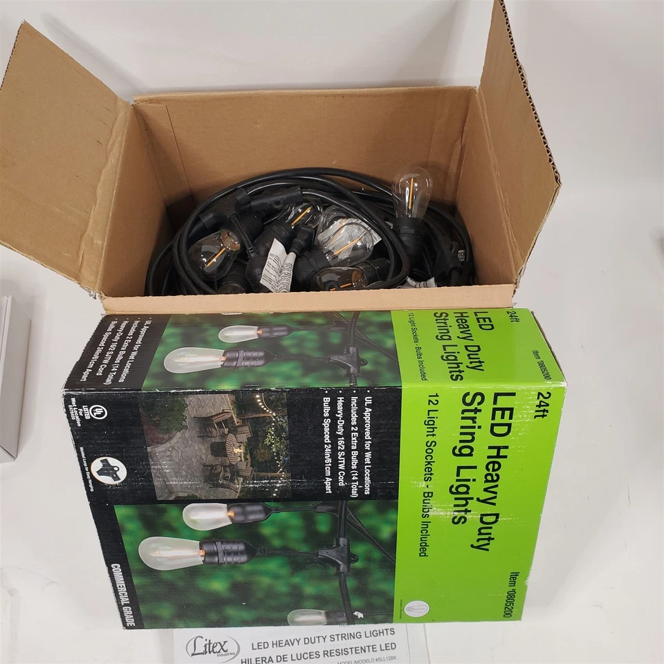 3 Sets of 24 ft Black Indoor/Outdoor String Light w/LED Edison Bulbs 72 ft Total - Image 1 of 4