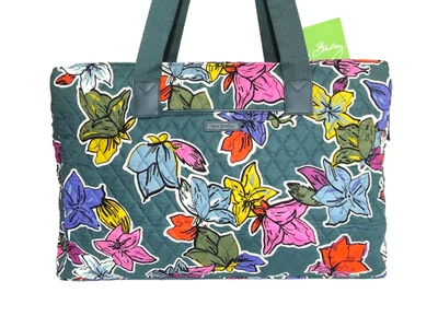 VERA BRADLEY Triple Compartment Travel Bag - Falling Flowers - Dark Green NWOT - Image 1 of 4