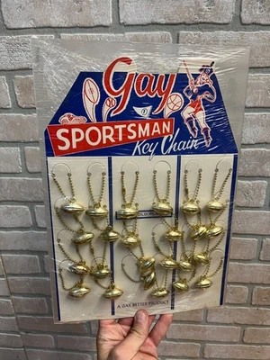 Vintage Gay Sportsman Football Key Chain Store Display Sign 24k Gold Plated - Image 1 of 4