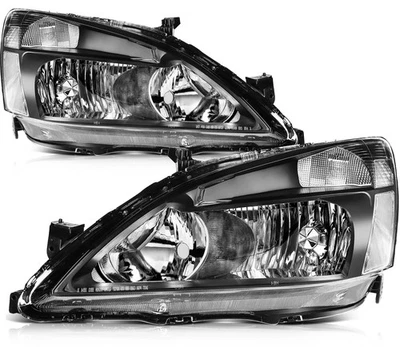 Conjunto de par de faros de carcasa negra para Honda Accord 2003-2007 Foto 1 de 4