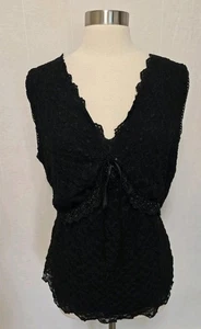 Y2K Vintage Lace Tank Top Womens Size 3X Black Merona - Picture 1 of 9