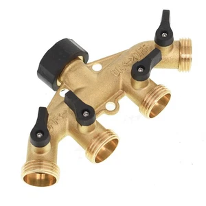 Brass 4 Way Heavy Duty Garden Hose Splitter Water Hose Splitter For 3/4" Hose - Picture 1 of 9