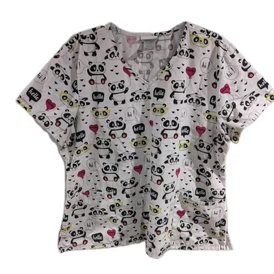 Blusa Médica Scrubstar Hello Panda Linda Divertida Enfermera Niños Mujeres Talla Grande 2XL Foto 1 de 4