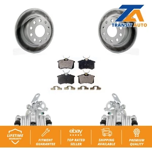 Rear Brake Caliper Coat Rotor & Ceramic Pad Kit For Volkswagen Jetta Beetle Audi - Picture 1 of 11