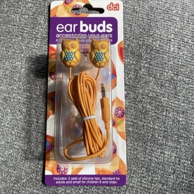 DCI Owl ear buds, bling Ear Buds, for 3.5mm Socket - Orange - Image 1 of 4